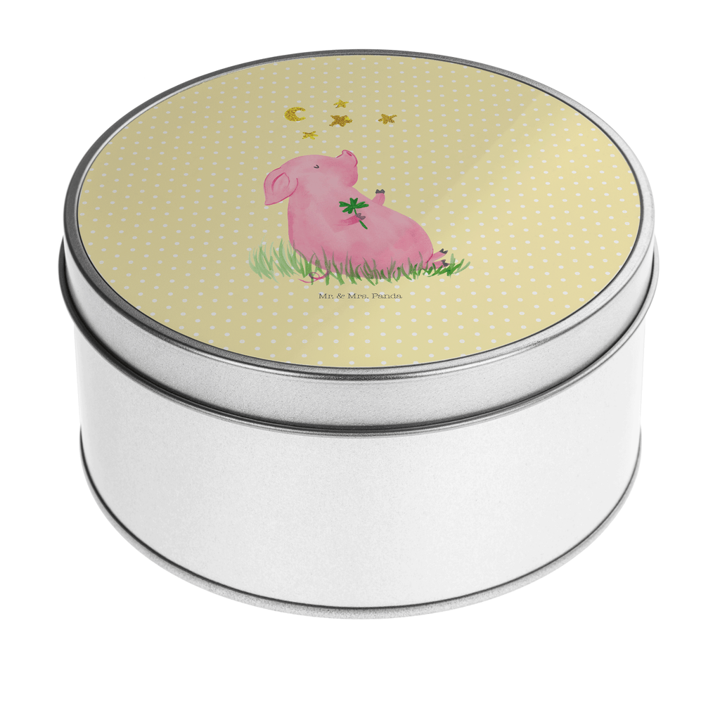 Blechdose rund Schwein Glück Metalldose, Keksdose, Dose, Vorratsdose, Geschenkbox, Lunchbox, Aufbewahrungsbox, Vorratsdosen, Metallkiste, Metallbox, Metallboxen, Aufbewahrungskiste, Geschenkkiste, Blechdosen mit Deckel, Metallkiste mit Deckel, Vorratsdosen mit Deckel, Metall Dose, Tiermotive, Gute Laune, lustige Sprüche, Tiere, Glücksschwein. Glück, Schwein, Schweinchen, Sterne, Sernchen, Ziele, Träume, Motivation, Glücksbringer