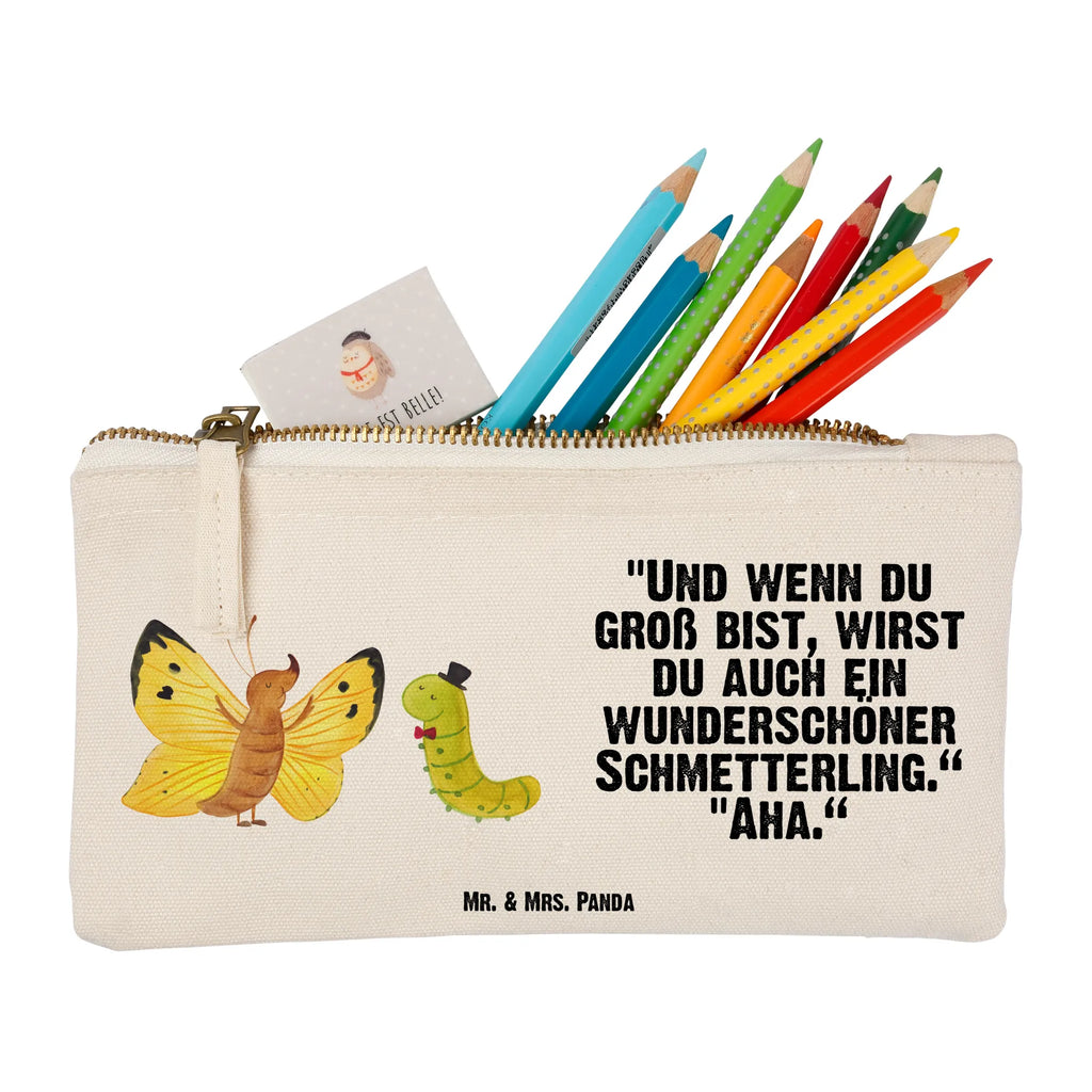 Schminktasche Raupe & Schmetterling Schminktasche, Kosmetiktasche, Kosmetikbeutel, Stiftemäppchen, Etui, Federmappe, Makeup, XXL, Schminketui, Kosmetiketui, Schlamperetui, Tiermotive, Gute Laune, lustige Sprüche, Tiere, Raupe, Schmetterling, Zitronenfalter, Entwicklung, Erwachsen werden, Kokon, Hut, Hütchen, Schönheit, Aufwachsen