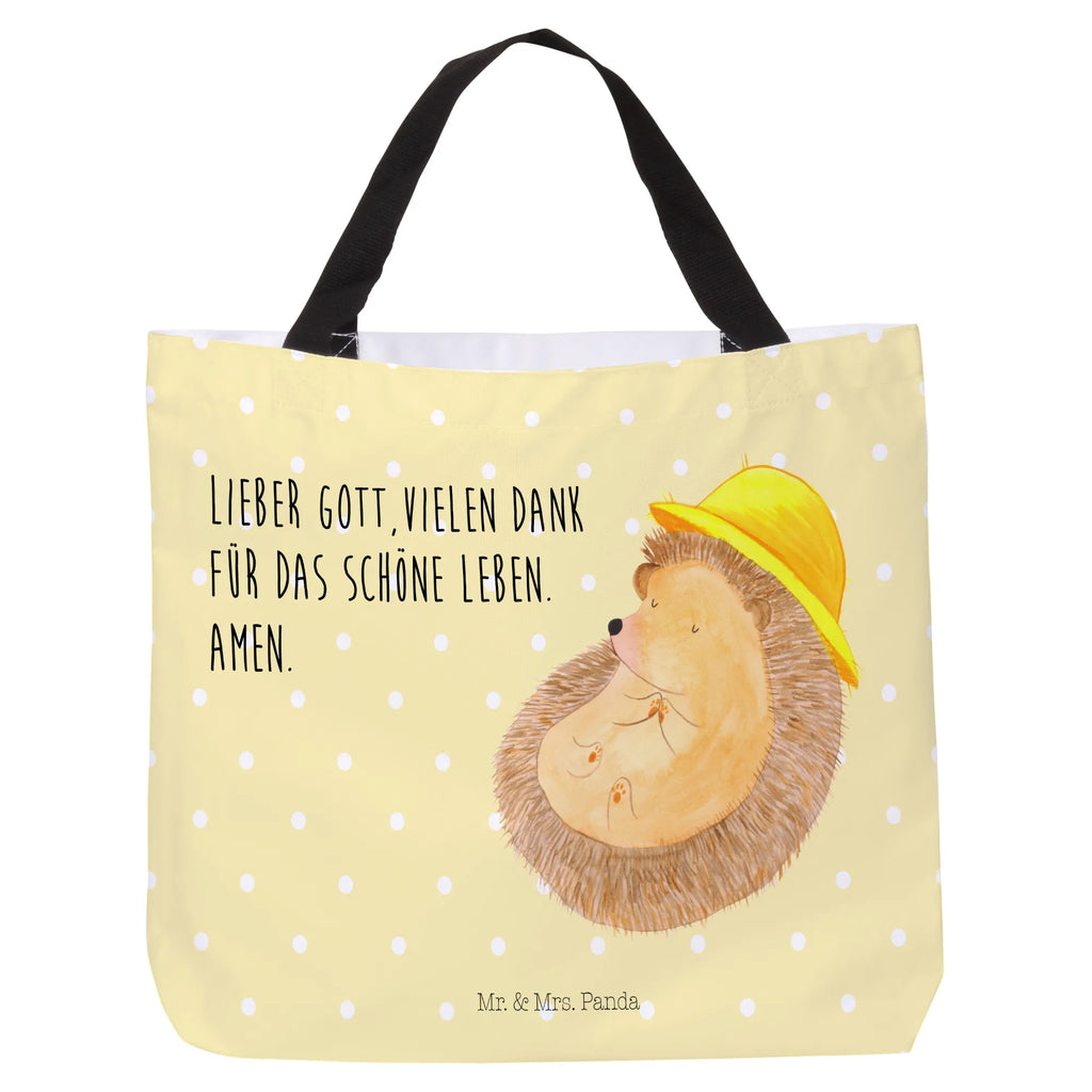 Shopper Igel Beten Beutel, Einkaufstasche, Tasche, Strandtasche, Einkaufsbeutel, Shopper, Schultasche, Freizeittasche, Tragebeutel, Schulbeutel, Alltagstasche, Tiermotive, Gute Laune, lustige Sprüche, Tiere, Igel, Igel mit Hut, Sonnenhut, Gott, Amen, beten, Leben, Dankbarkeit, Dankbar sein, dankbar, genießen