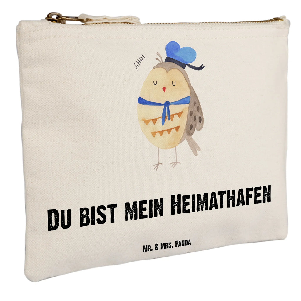 Schminktasche Eule Matrose Schminktasche, Kosmetiktasche, Kosmetikbeutel, Stiftemäppchen, Etui, Federmappe, Makeup, XXL, Schminketui, Kosmetiketui, Schlamperetui, Eule, Eule Spruch, Eule Deko, Owl, Wortspiel lustig, Matrose, Freundin, Ehe, Seefahrer, Heimathafen, Hochzeitstag Geschenk