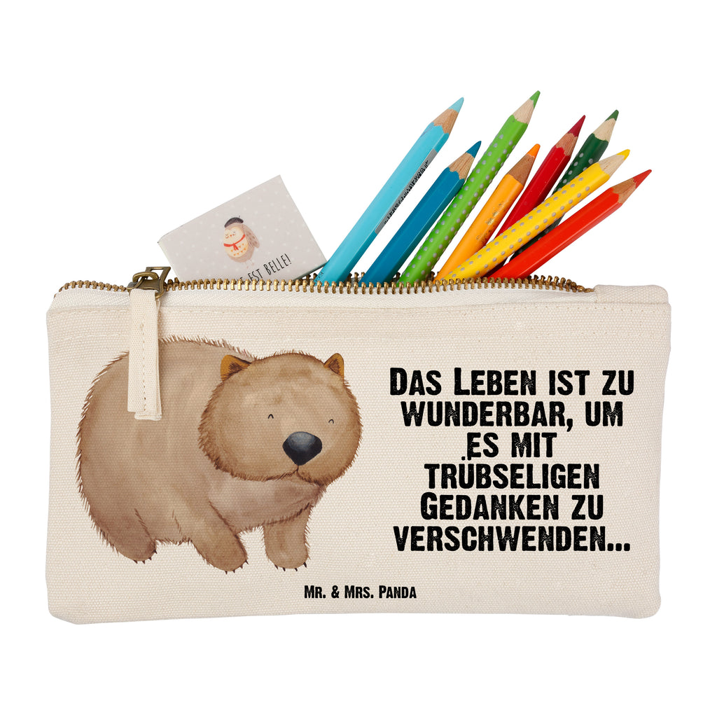 Schminktasche Wombat Schminktasche, Kosmetiktasche, Kosmetikbeutel, Stiftemäppchen, Etui, Federmappe, Makeup, XXL, Schminketui, Kosmetiketui, Schlamperetui, Tiermotive, Gute Laune, lustige Sprüche, Tiere, Wombat, Das Leben ist schön, Motivation, Spruch, Australien