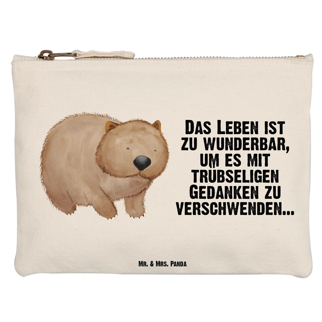 Schminktasche Wombat Schminktasche, Kosmetiktasche, Kosmetikbeutel, Stiftemäppchen, Etui, Federmappe, Makeup, XXL, Schminketui, Kosmetiketui, Schlamperetui, Tiermotive, Gute Laune, lustige Sprüche, Tiere, Wombat, Das Leben ist schön, Motivation, Spruch, Australien