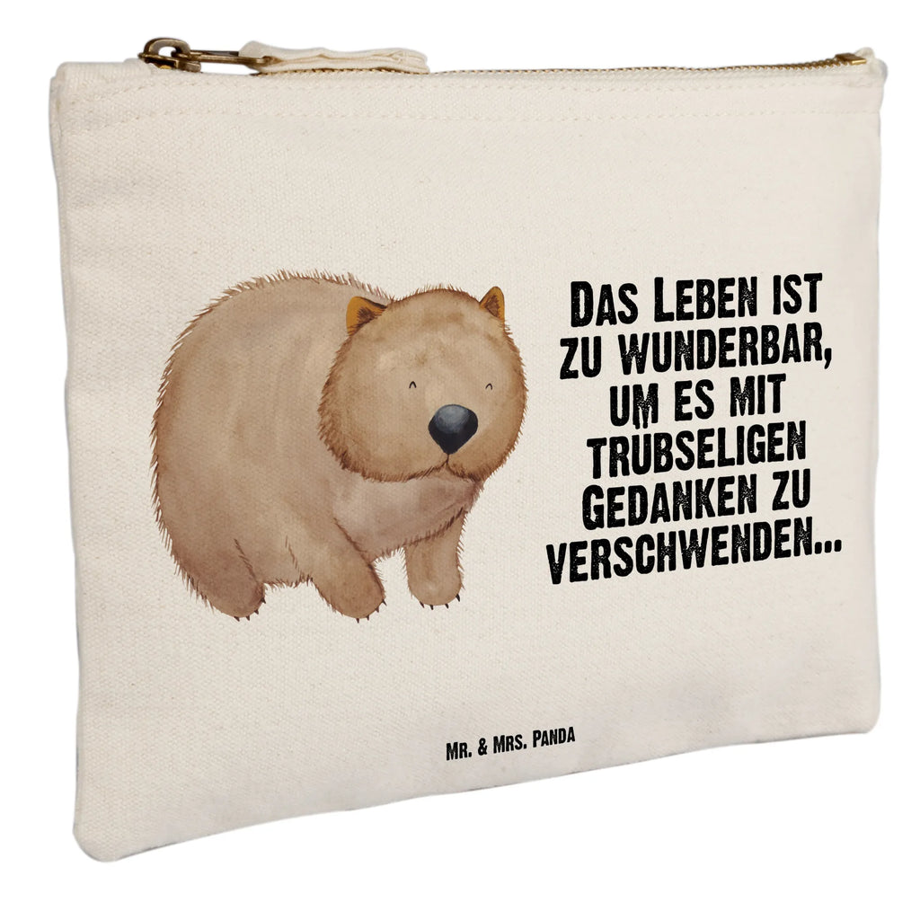 Schminktasche Wombat Schminktasche, Kosmetiktasche, Kosmetikbeutel, Stiftemäppchen, Etui, Federmappe, Makeup, XXL, Schminketui, Kosmetiketui, Schlamperetui, Tiermotive, Gute Laune, lustige Sprüche, Tiere, Wombat, Das Leben ist schön, Motivation, Spruch, Australien