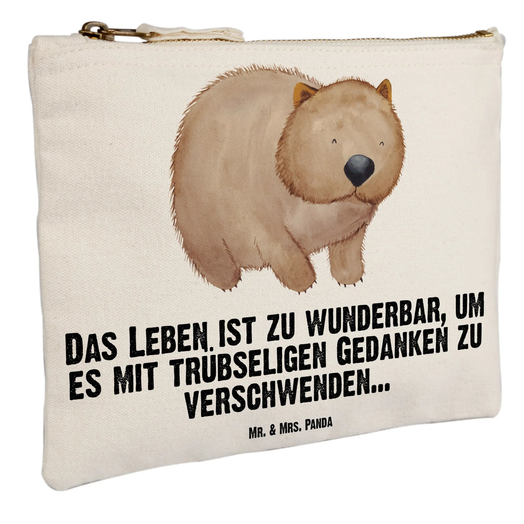 Schminktasche Wombat Schminktasche, Kosmetiktasche, Kosmetikbeutel, Stiftemäppchen, Etui, Federmappe, Makeup, XXL, Schminketui, Kosmetiketui, Schlamperetui, Tiermotive, Gute Laune, lustige Sprüche, Tiere, Wombat, Das Leben ist schön, Motivation, Spruch, Australien