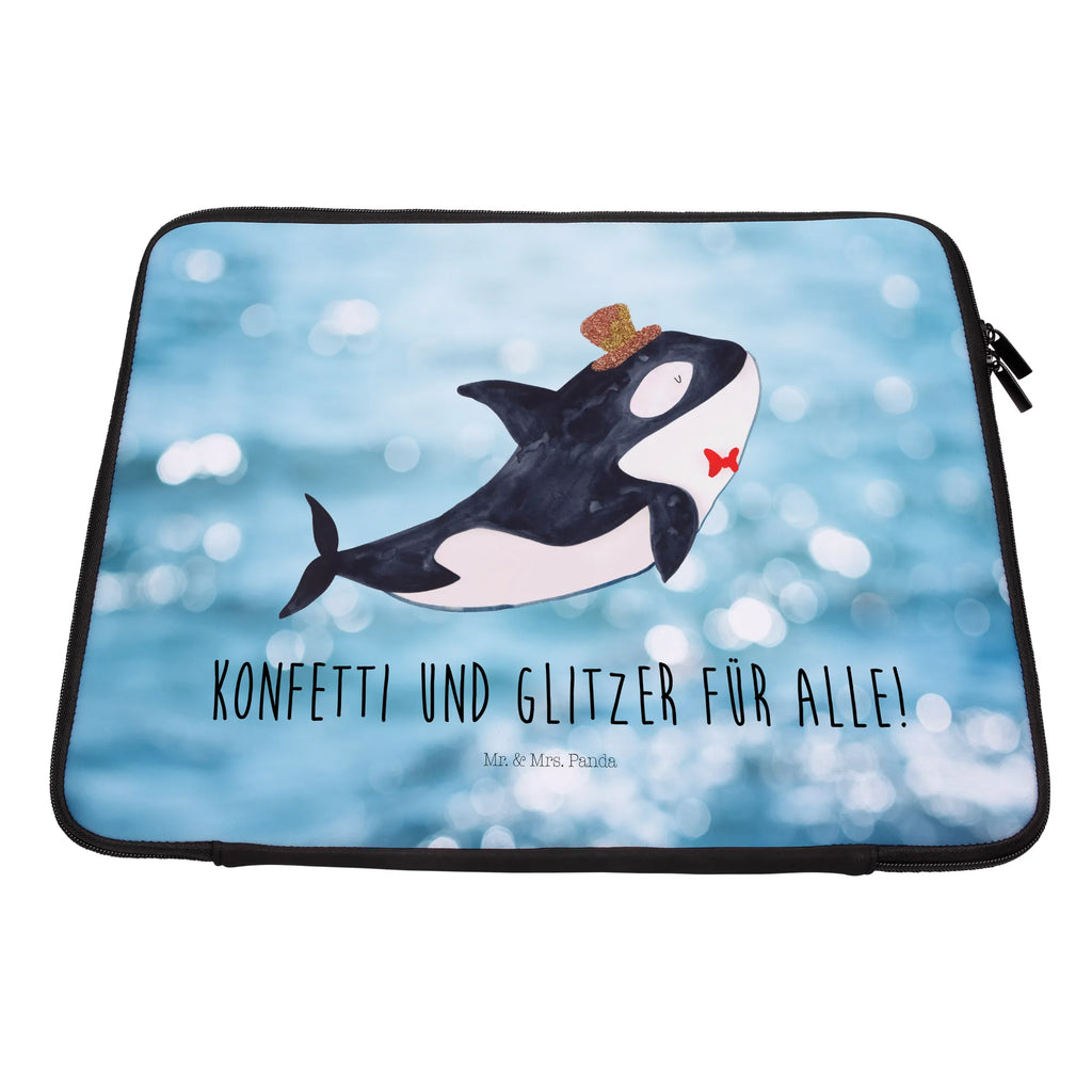 Notebook Tasche Orca Zylinder Notebook Tasche, Laptop, Computertasche, Tasche, Notebook-Tasche, Notebook-Reisehülle, Notebook Schutz, Meerestiere, Meer, Urlaub, Narwal, Glitter, Konfetti, Glitzer, Geburtstag, Feier, Fete, Fest, Glückwunsch, Orca