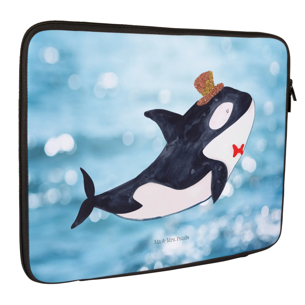 Notebook Tasche Orca Zylinder Notebook Tasche, Laptop, Computertasche, Tasche, Notebook-Tasche, Notebook-Reisehülle, Notebook Schutz, Meerestiere, Meer, Urlaub, Narwal, Glitter, Konfetti, Glitzer, Geburtstag, Feier, Fete, Fest, Glückwunsch, Orca