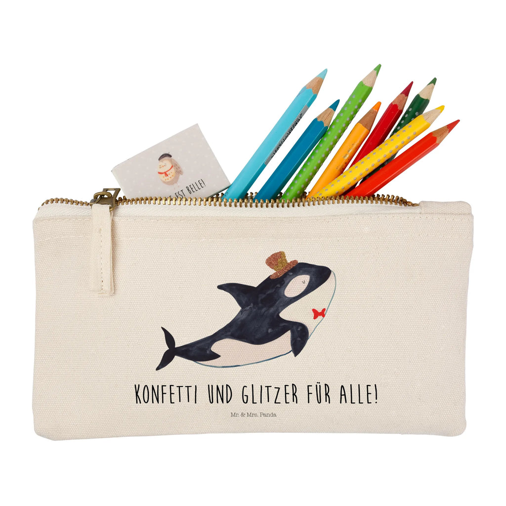 Schminktasche Orca Zylinder Schminktasche, Kosmetiktasche, Kosmetikbeutel, Stiftemäppchen, Etui, Federmappe, Makeup, XXL, Schminketui, Kosmetiketui, Schlamperetui, Meerestiere, Meer, Urlaub, Narwal, Glitter, Konfetti, Glitzer, Geburtstag, Feier, Fete, Fest, Glückwunsch, Orca