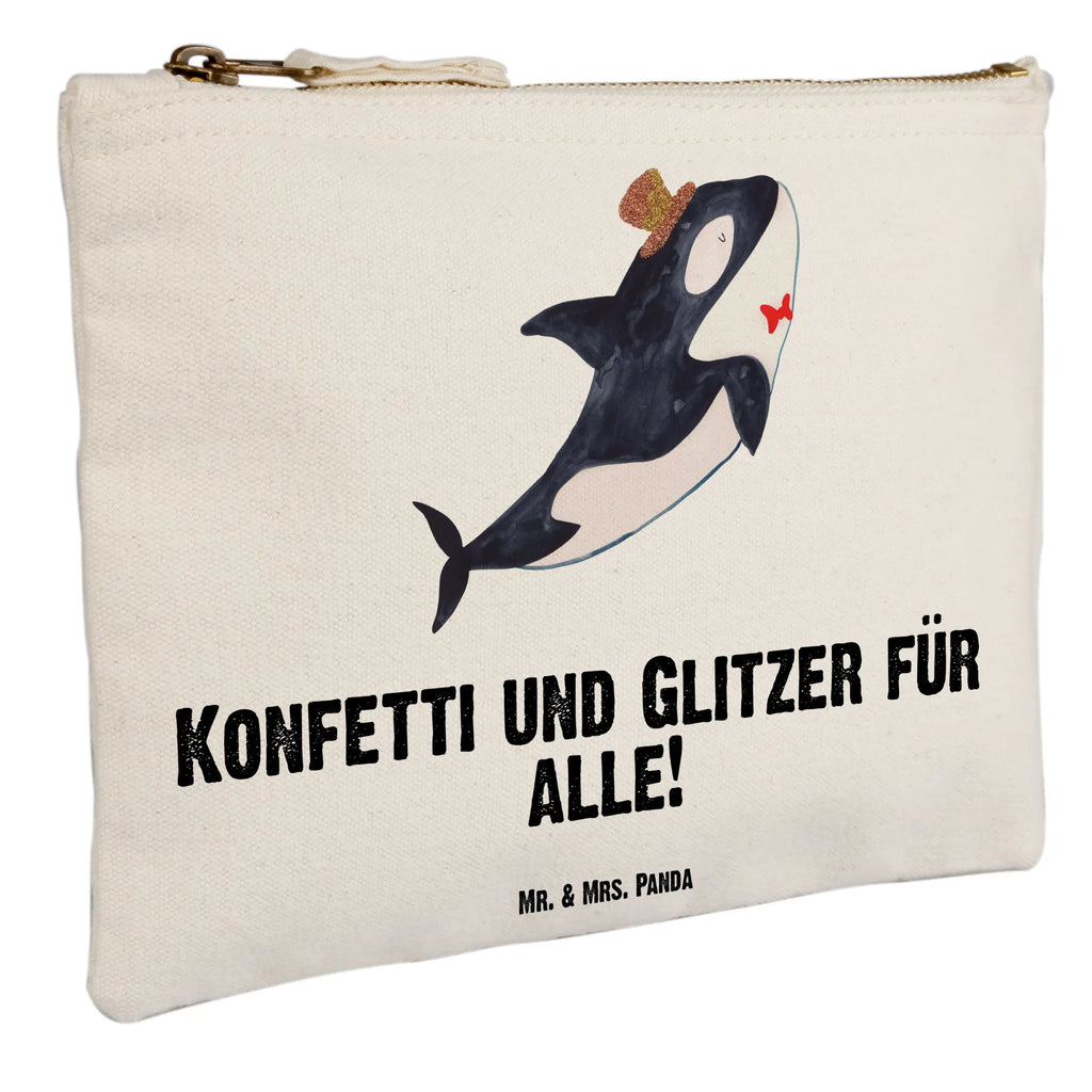 Schminktasche Orca Zylinder Schminktasche, Kosmetiktasche, Kosmetikbeutel, Stiftemäppchen, Etui, Federmappe, Makeup, XXL, Schminketui, Kosmetiketui, Schlamperetui, Meerestiere, Meer, Urlaub, Narwal, Glitter, Konfetti, Glitzer, Geburtstag, Feier, Fete, Fest, Glückwunsch, Orca