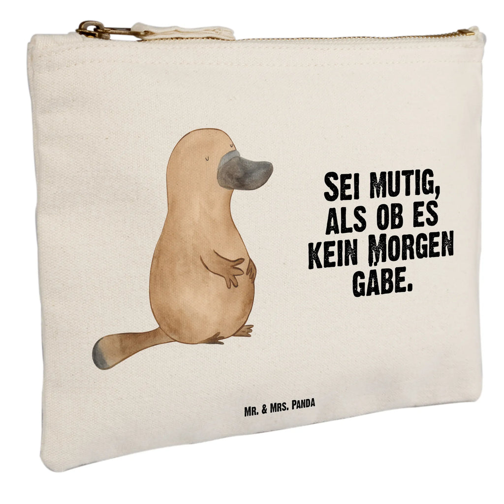 Schminktasche Schnabeltier Mut Schminktasche, Kosmetiktasche, Kosmetikbeutel, Stiftemäppchen, Etui, Federmappe, Makeup, XXL, Schminketui, Kosmetiketui, Schlamperetui, Meerestiere, Meer, Urlaub, Schnabeltier, Mut, mutig, Lebensweisheit, Schnabeltiere, Motivation, Training, Büro, Arbeit, Neuanfang, Neustart, Weltreise, Raodtrip