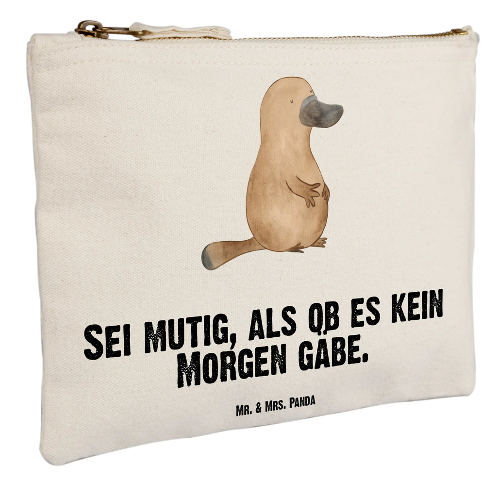 Schminktasche Schnabeltier Mut Schminktasche, Kosmetiktasche, Kosmetikbeutel, Stiftemäppchen, Etui, Federmappe, Makeup, XXL, Schminketui, Kosmetiketui, Schlamperetui, Meerestiere, Meer, Urlaub, Schnabeltier, Mut, mutig, Lebensweisheit, Schnabeltiere, Motivation, Training, Büro, Arbeit, Neuanfang, Neustart, Weltreise, Raodtrip