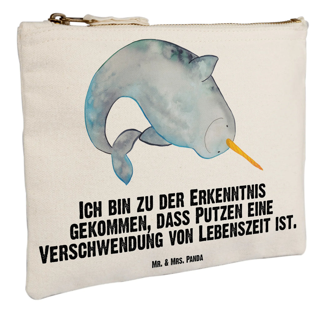 Schminktasche Narwal Schminktasche, Kosmetiktasche, Kosmetikbeutel, Stiftemäppchen, Etui, Federmappe, Makeup, XXL, Schminketui, Kosmetiketui, Schlamperetui, Meerestiere, Meer, Urlaub, Narwal, Wal, Putzen, Hausfrau, Junggesellin, aufräumen, Kinderzimmer