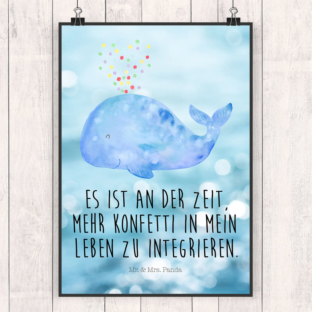 Poster Wal Konfetti Poster, Wandposter, Bild, Wanddeko, Küchenposter, Kinderposter, Wanddeko Bild, Raumdekoration, Wanddekoration, Handgemaltes Poster, Mr. & Mrs. Panda Poster, Designposter, Kunstdruck, Posterdruck, Meerestiere, Meer, Urlaub, Wal, Konfetti, Wale, Motivation, Neuanfang, Trennung, Diät, Abnehmen, Neustart, Lebensabschnitt, Geburtstag