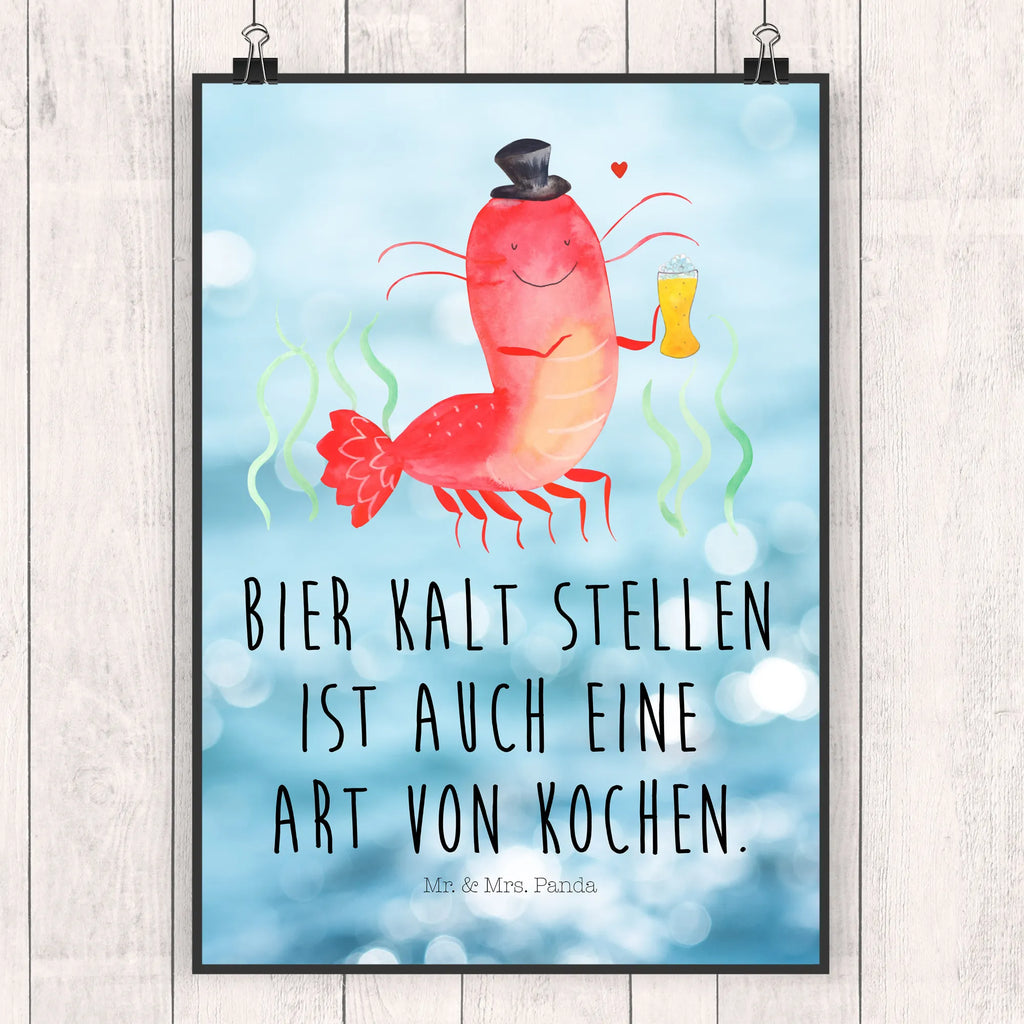 Poster Hummer Weizen Poster, Wandposter, Bild, Wanddeko, Küchenposter, Kinderposter, Wanddeko Bild, Raumdekoration, Wanddekoration, Handgemaltes Poster, Mr. & Mrs. Panda Poster, Designposter, Kunstdruck, Posterdruck, Meerestiere, Meer, Urlaub, Garnele, Garnelen, Bier, Kochen, Männerhaushalt, Junggeselle, Junggesellin, Bierliebhaber, Kneipe, Gasthaus, Wirtschaft