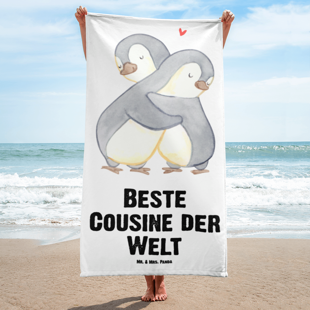 XL Badehandtuch Pinguin Beste Cousine der Welt Handtuch, Badetuch, Duschtuch, Strandtuch, Saunatuch, für, Dankeschön, Geschenk, Schenken, Geburtstag, Geburtstagsgeschenk, Geschenkidee, Danke, Bedanken, Mitbringsel, Freude machen, Geschenktipp, Cousine, Kusine, Kousine, Cousinchen, Tochter von Onkel, Tochter von Tante, Familie, Verwandtschaft, Cousin