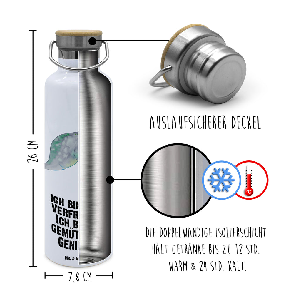 Trinkflasche Seekuh Chillen Thermosflasche, Isolierflasche, Edelstahl, Trinkflasche, isoliert, Wamrhaltefunktion, Sportflasche, Flasche zum Sport, Sportlerflasche, Meerestiere, Meer, Urlaub, Seekuh, Seekühe, Diät, Abnehmen, Zucker, Diätwahn, Essen, Süßigkeiten