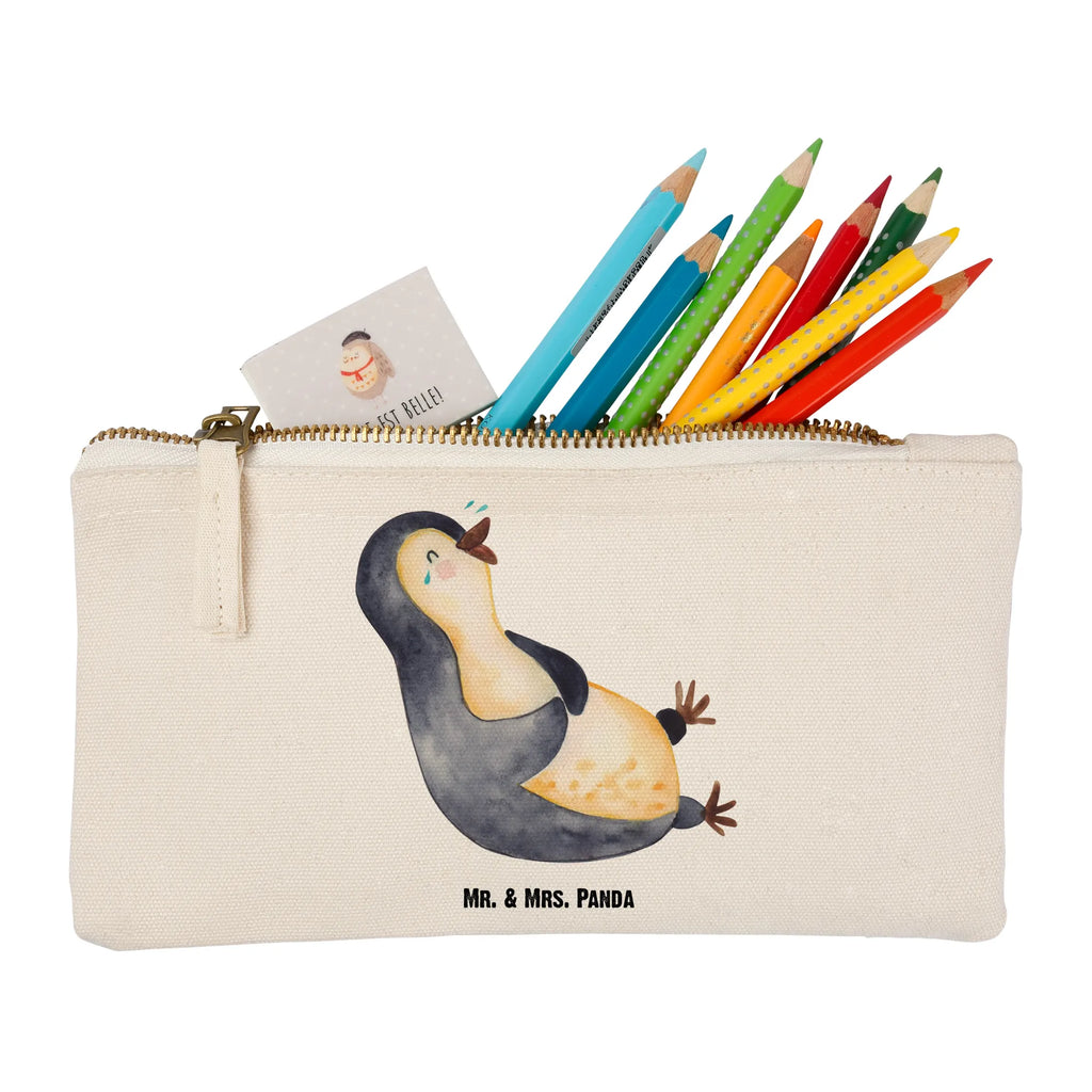 Schminktasche Pinguin Lachen Schminktasche, Kosmetiktasche, Kosmetikbeutel, Stiftemäppchen, Etui, Federmappe, Makeup, XXL, Schminketui, Kosmetiketui, Schlamperetui, Pinguin, Pinguine, lustiger Spruch, Optimismus, Fröhlich, Lachen, Humor, Fröhlichkeit