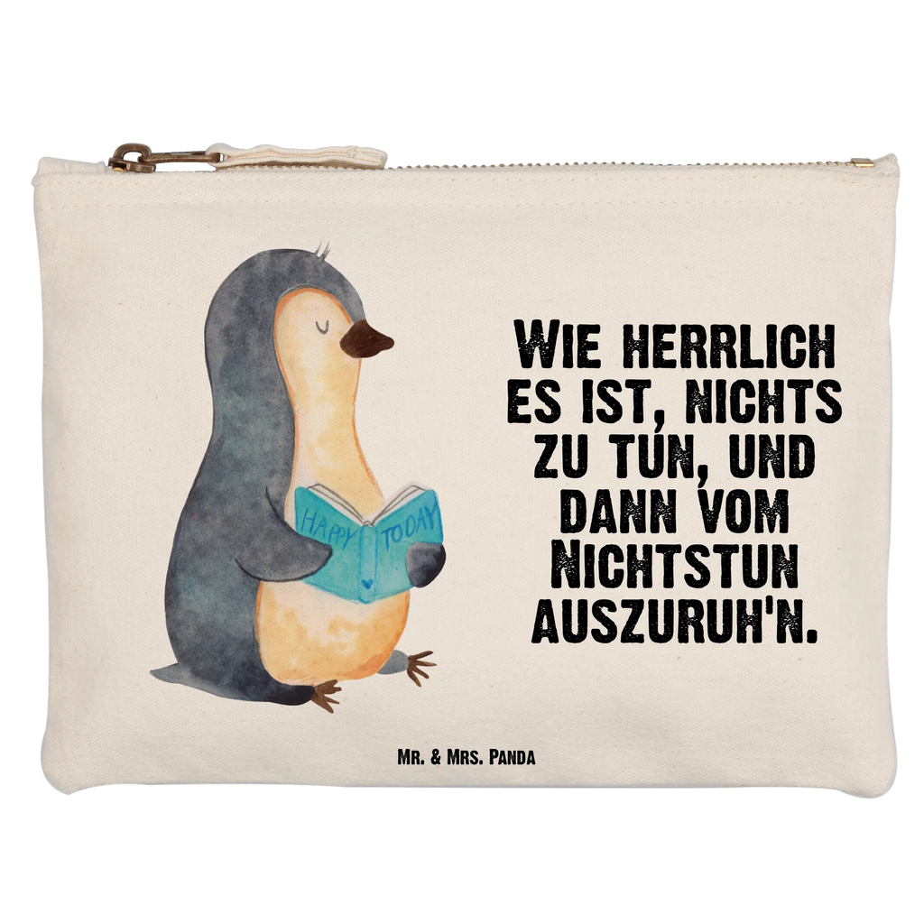 Schminktasche Pinguin Buch Schminktasche, Kosmetiktasche, Kosmetikbeutel, Stiftemäppchen, Etui, Federmappe, Makeup, XXL, Schminketui, Kosmetiketui, Schlamperetui, Pinguin, Pinguine, Buch, Lesen, Bücherwurm, Nichtstun, Faulenzen, Ferien, Urlaub, Freizeit