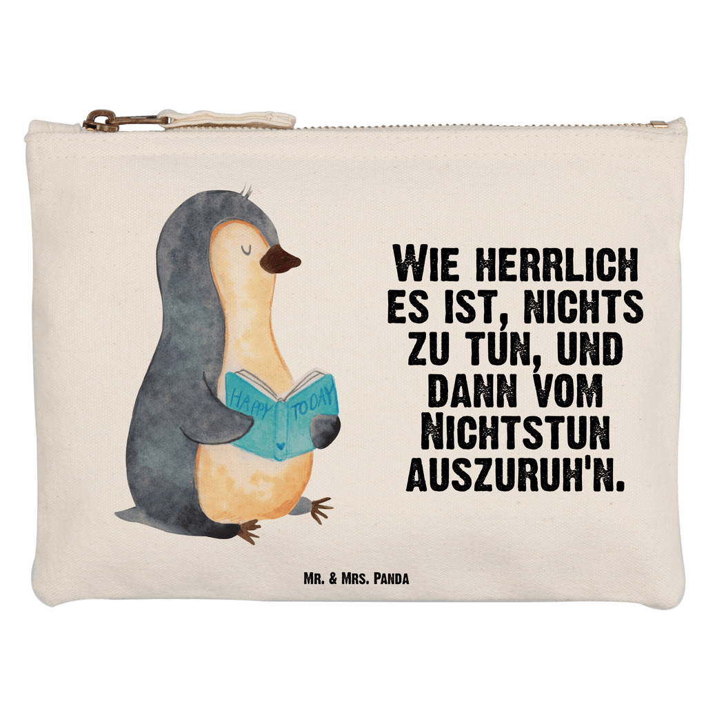 Schminktasche Pinguin Buch Schminktasche, Kosmetiktasche, Kosmetikbeutel, Stiftemäppchen, Etui, Federmappe, Makeup, XXL, Schminketui, Kosmetiketui, Schlamperetui, Pinguin, Pinguine, Buch, Lesen, Bücherwurm, Nichtstun, Faulenzen, Ferien, Urlaub, Freizeit