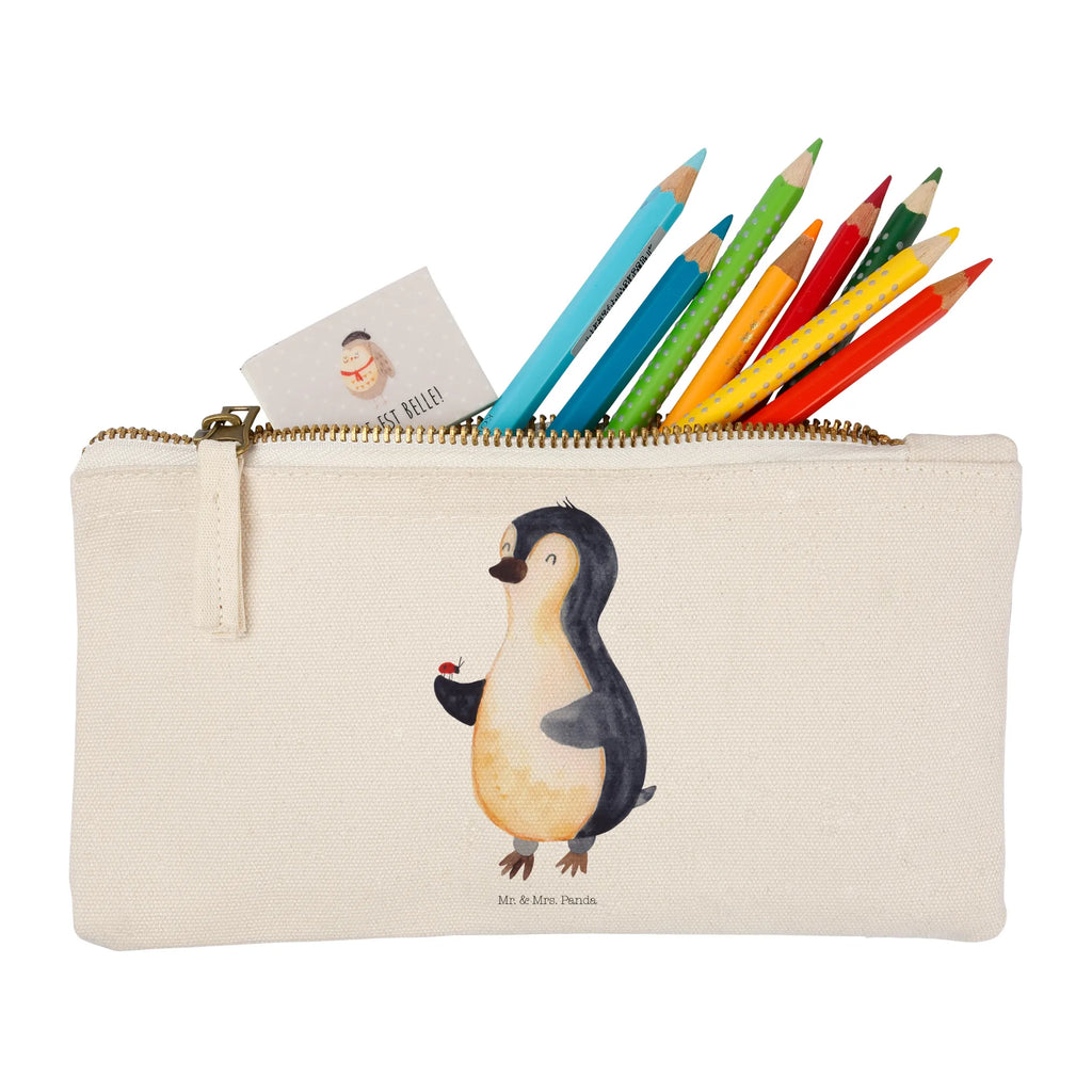 Schminktasche Pinguin Marienkäfer Schminktasche, Kosmetiktasche, Kosmetikbeutel, Stiftemäppchen, Etui, Federmappe, Makeup, XXL, Schminketui, Kosmetiketui, Schlamperetui, Pinguin, Pinguine, Marienkäfer, Liebe, Wunder, Glück, Freude, Lebensfreude