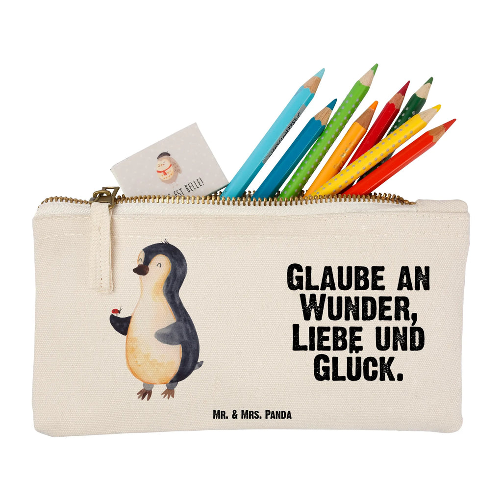 Schminktasche Pinguin Marienkäfer Schminktasche, Kosmetiktasche, Kosmetikbeutel, Stiftemäppchen, Etui, Federmappe, Makeup, XXL, Schminketui, Kosmetiketui, Schlamperetui, Pinguin, Pinguine, Marienkäfer, Liebe, Wunder, Glück, Freude, Lebensfreude