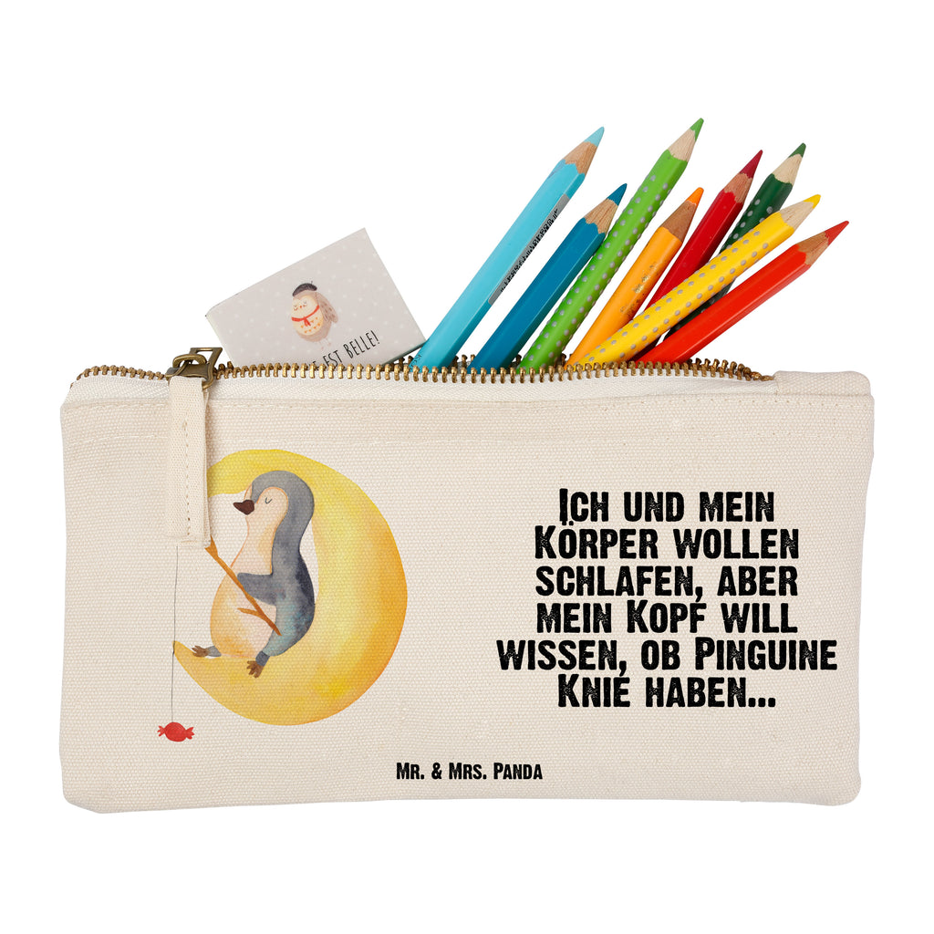 Schminktasche Pinguin Mond Schminktasche, Kosmetiktasche, Kosmetikbeutel, Stiftemäppchen, Etui, Federmappe, Makeup, XXL, Schminketui, Kosmetiketui, Schlamperetui, Pinguin, Pinguine, Spruch, schlafen, Nachtruhe, Einschlafen, Schlafzimmer, Schlafstörungen, Gästezimmer