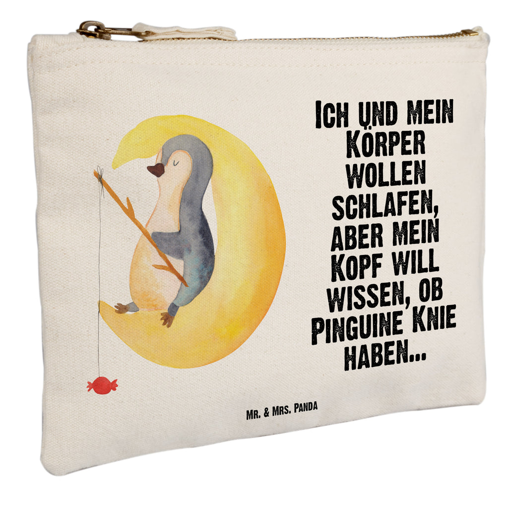 Schminktasche Pinguin Mond Schminktasche, Kosmetiktasche, Kosmetikbeutel, Stiftemäppchen, Etui, Federmappe, Makeup, XXL, Schminketui, Kosmetiketui, Schlamperetui, Pinguin, Pinguine, Spruch, schlafen, Nachtruhe, Einschlafen, Schlafzimmer, Schlafstörungen, Gästezimmer