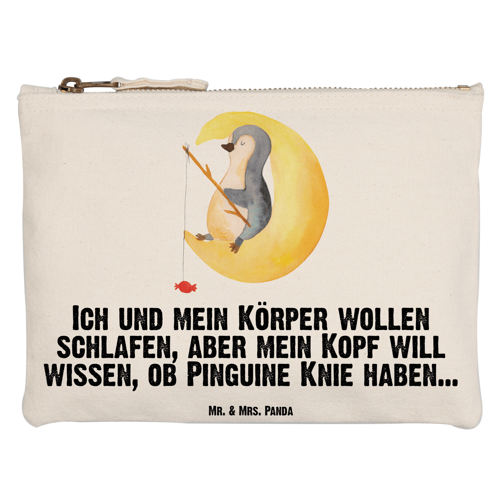 Schminktasche Pinguin Mond Schminktasche, Kosmetiktasche, Kosmetikbeutel, Stiftemäppchen, Etui, Federmappe, Makeup, XXL, Schminketui, Kosmetiketui, Schlamperetui, Pinguin, Pinguine, Spruch, schlafen, Nachtruhe, Einschlafen, Schlafzimmer, Schlafstörungen, Gästezimmer