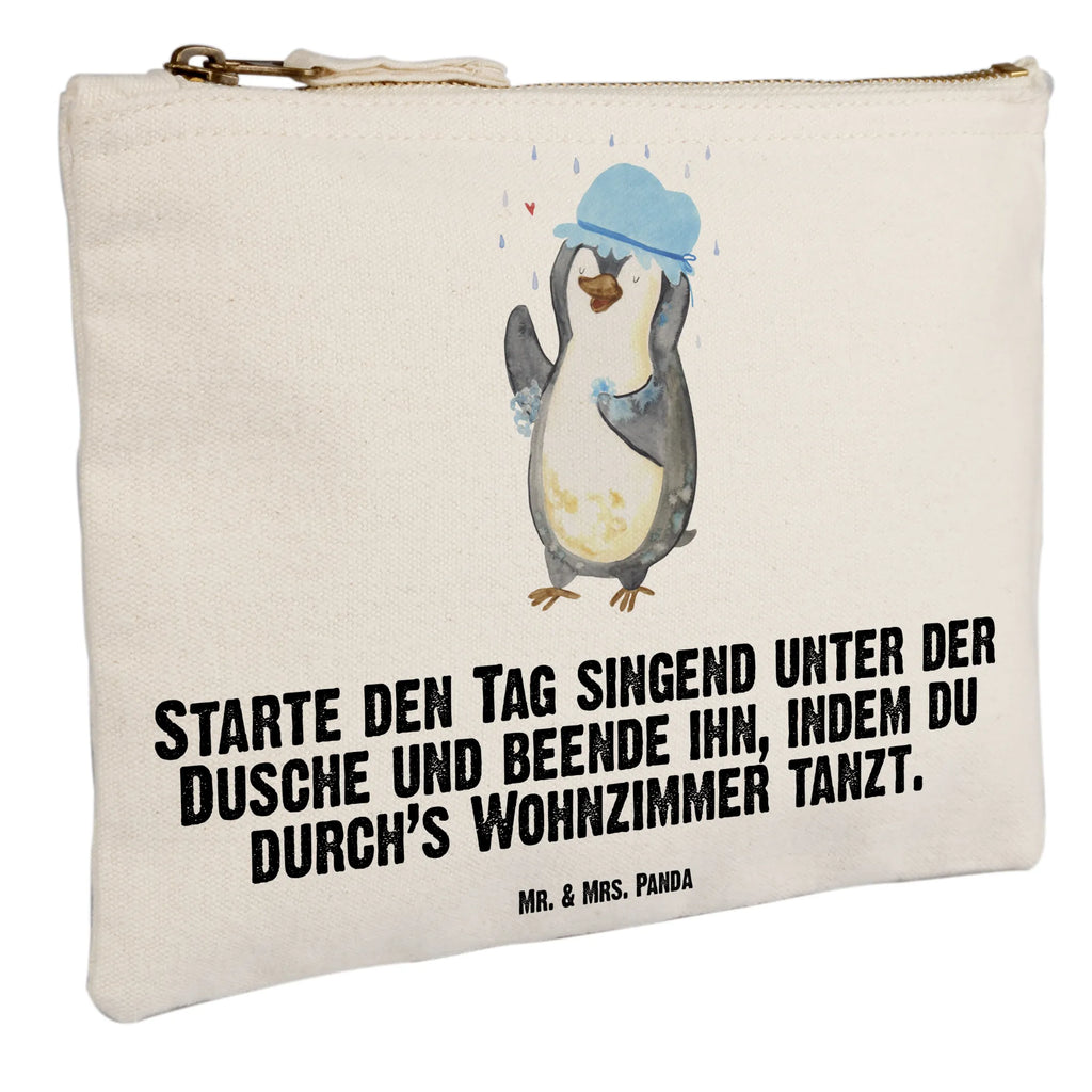 Schminktasche Pinguin Duschen Schminktasche, Kosmetiktasche, Kosmetikbeutel, Stiftemäppchen, Etui, Federmappe, Makeup, XXL, Schminketui, Kosmetiketui, Schlamperetui, Pinguin, Pinguine, Dusche, duschen, Lebensmotto, Motivation, Neustart, Neuanfang, glücklich sein