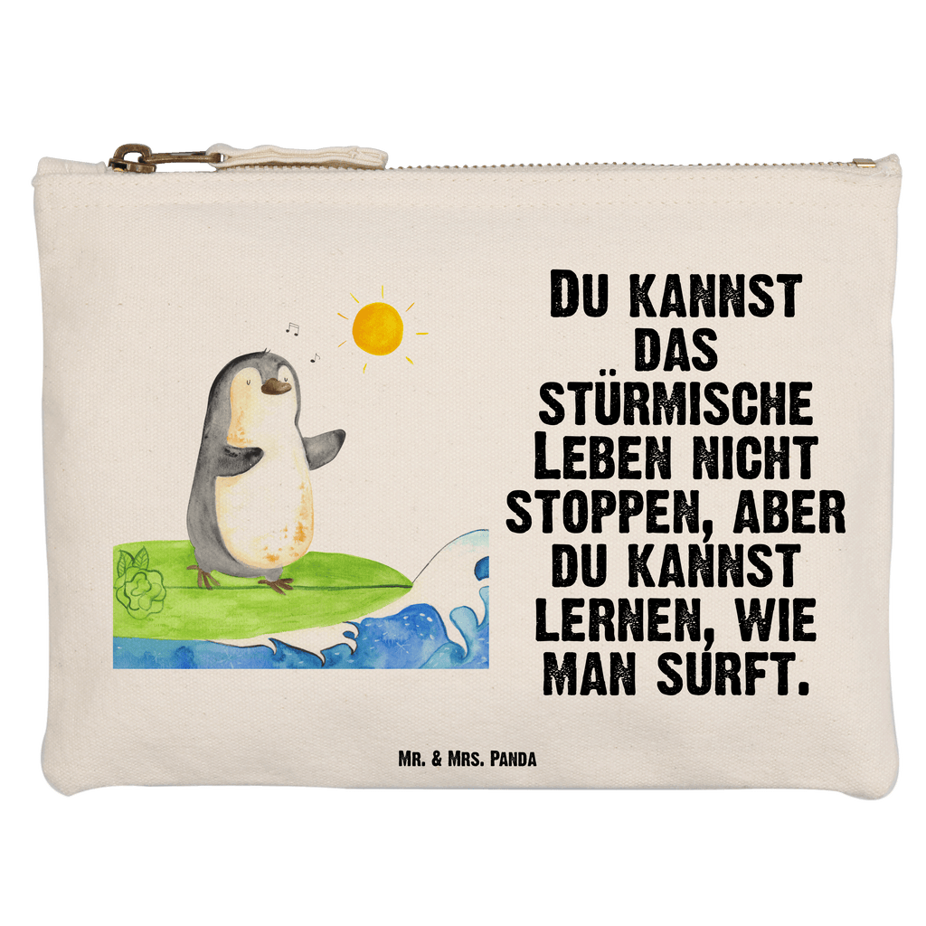 Schminktasche Pinguin Surfer Schminktasche, Kosmetiktasche, Kosmetikbeutel, Stiftemäppchen, Etui, Federmappe, Makeup, XXL, Schminketui, Kosmetiketui, Schlamperetui, Pinguin, Pinguine, surfen, Surfer, Hawaii, Urlaub, Wellen, Wellen reiten, Portugal