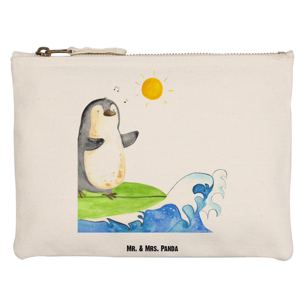 Schminktasche Pinguin Surfer Schminktasche, Kosmetiktasche, Kosmetikbeutel, Stiftemäppchen, Etui, Federmappe, Makeup, XXL, Schminketui, Kosmetiketui, Schlamperetui, Pinguin, Pinguine, surfen, Surfer, Hawaii, Urlaub, Wellen, Wellen reiten, Portugal