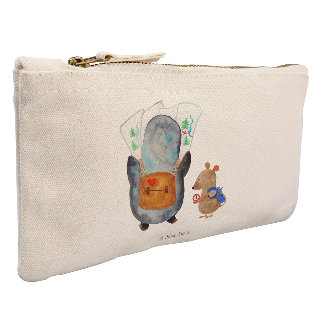 Schminktasche Pinguin & Maus Wanderer Schminktasche, Kosmetiktasche, Kosmetikbeutel, Stiftemäppchen, Etui, Federmappe, Makeup, XXL, Schminketui, Kosmetiketui, Schlamperetui, Pinguin, Pinguine, Abenteurer, Abenteuer, Roadtrip, Ausflug, Wanderlust, wandern