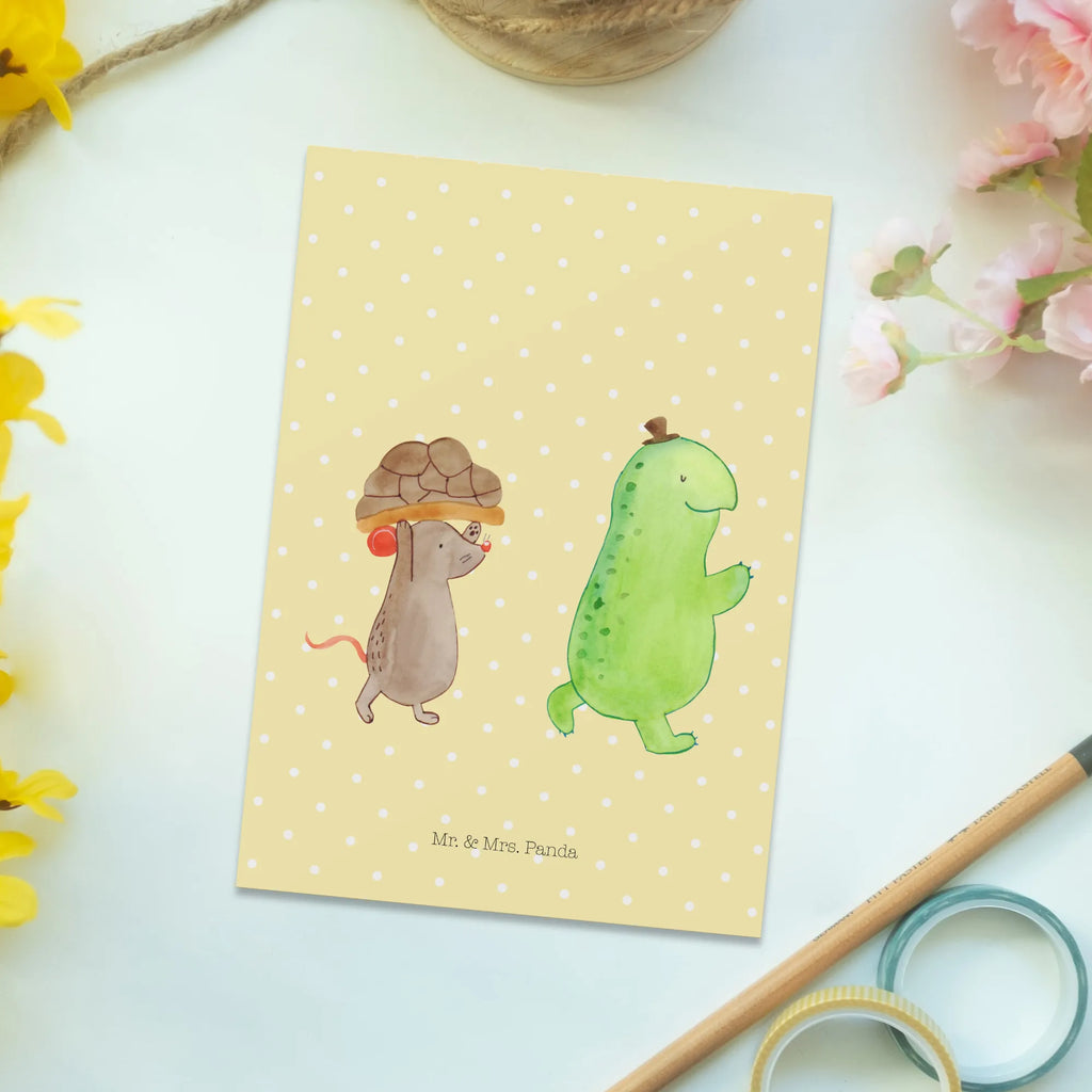 Postkarte Schildkröte & Maus Postkarte, Karte, Geschenkkarte, Grußkarte, Einladung, Ansichtskarte, Geburtstagskarte, Einladungskarte, Dankeskarte, Ansichtskarten, Einladung Geburtstag, Einladungskarten Geburtstag, Schildkröte, Maus, Freunde, Freundinnen, beste Freunde, beste Freundinnen