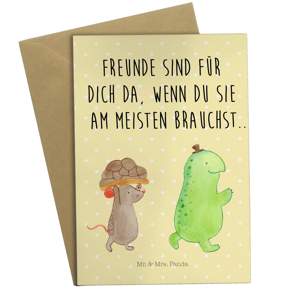 Grußkarte Schildkröte & Maus Grußkarte, Klappkarte, Einladungskarte, Glückwunschkarte, Hochzeitskarte, Geburtstagskarte, Karte, Ansichtskarten, Schildkröte, Maus, Freunde, Freundinnen, beste Freunde, beste Freundinnen