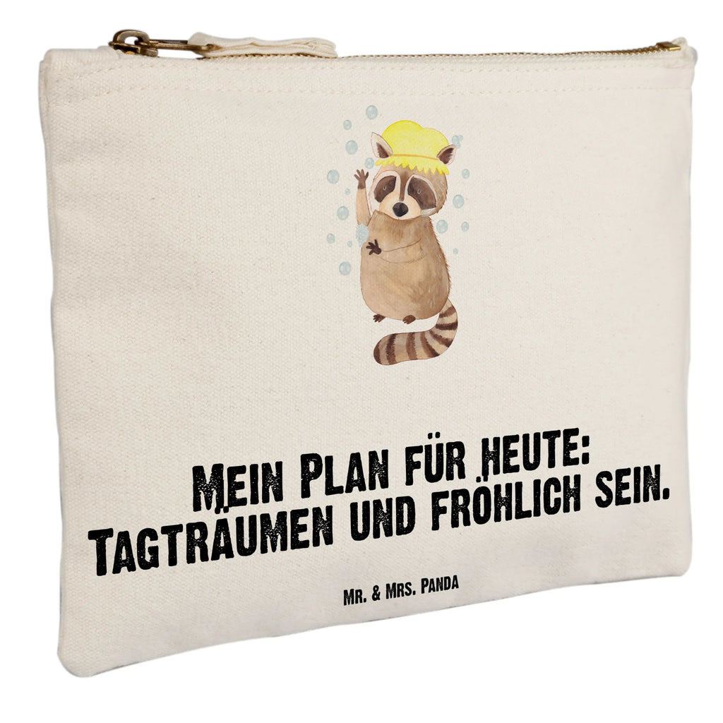 Schminktasche Waschbär Schminktasche, Kosmetiktasche, Kosmetikbeutel, Stiftemäppchen, Etui, Federmappe, Makeup, XXL, Schminketui, Kosmetiketui, Schlamperetui, Tiermotive, Gute Laune, lustige Sprüche, Tiere, Waschbär, Tagträumen, Plan, Fröhlich, waschen, Seifenblasen