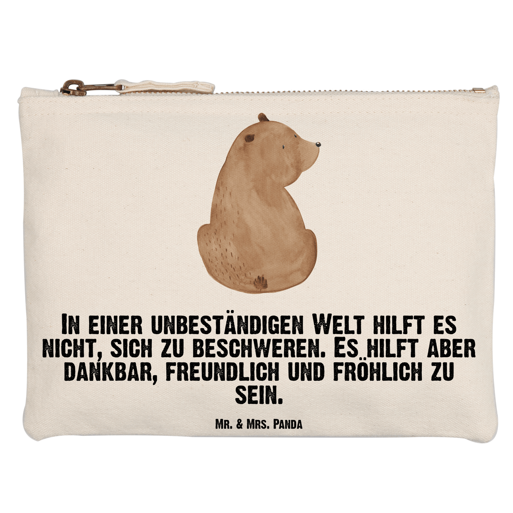 Schminktasche Bär Schulterblick Schminktasche, Kosmetiktasche, Kosmetikbeutel, Stiftemäppchen, Etui, Federmappe, Makeup, XXL, Schminketui, Kosmetiketui, Schlamperetui, Bär, Teddy, Teddybär, Selbstachtung, Weltansicht, Motivation, Bären, Bärenliebe, Weisheit