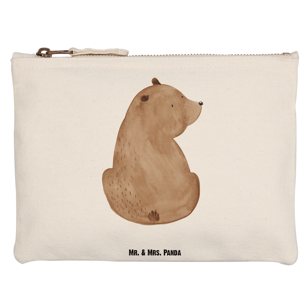 Schminktasche Bär Schulterblick Schminktasche, Kosmetiktasche, Kosmetikbeutel, Stiftemäppchen, Etui, Federmappe, Makeup, XXL, Schminketui, Kosmetiketui, Schlamperetui, Bär, Teddy, Teddybär, Selbstachtung, Weltansicht, Motivation, Bären, Bärenliebe, Weisheit