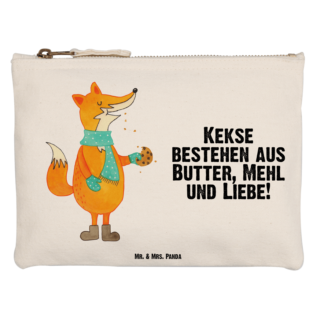 Schminktasche Fuchs Keks Schminktasche, Kosmetiktasche, Kosmetikbeutel, Stiftemäppchen, Etui, Federmappe, Makeup, XXL, Schminketui, Kosmetiketui, Schlamperetui, Fuchs, Füchse, Backen Spruch, Kekse, Winter, Weihnachtszeit, Plätzchen, Liebe, Küche Deko