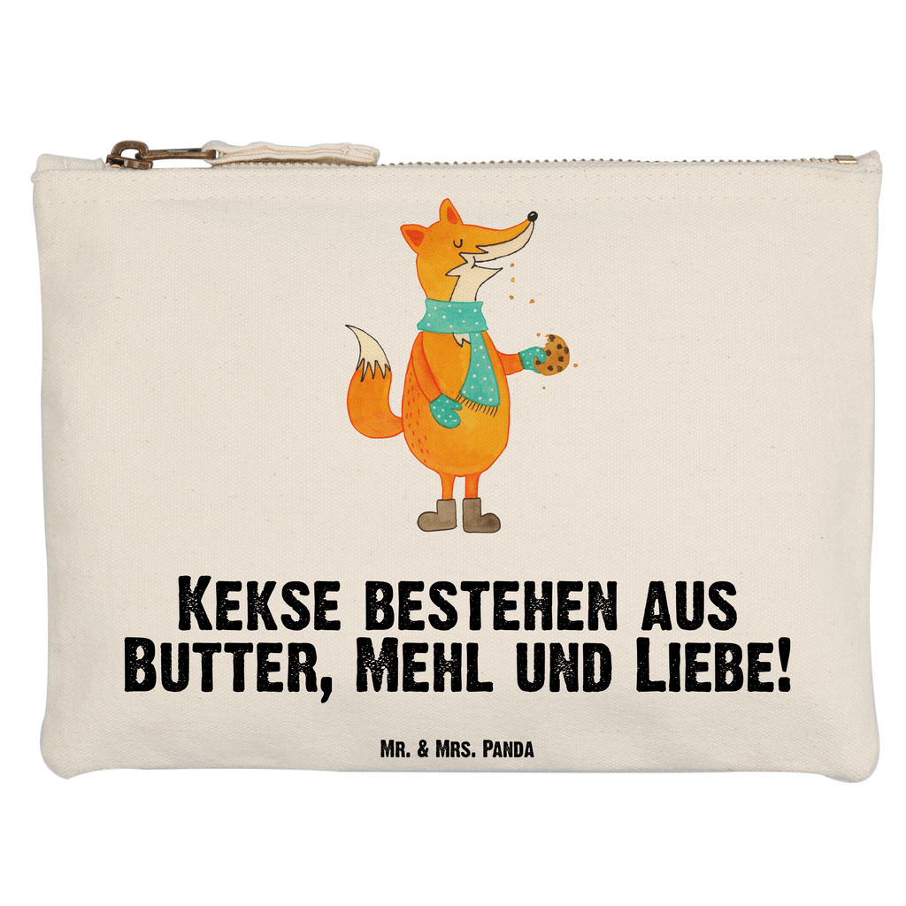 Schminktasche Fuchs Keks Schminktasche, Kosmetiktasche, Kosmetikbeutel, Stiftemäppchen, Etui, Federmappe, Makeup, XXL, Schminketui, Kosmetiketui, Schlamperetui, Fuchs, Füchse, Backen Spruch, Kekse, Winter, Weihnachtszeit, Plätzchen, Liebe, Küche Deko