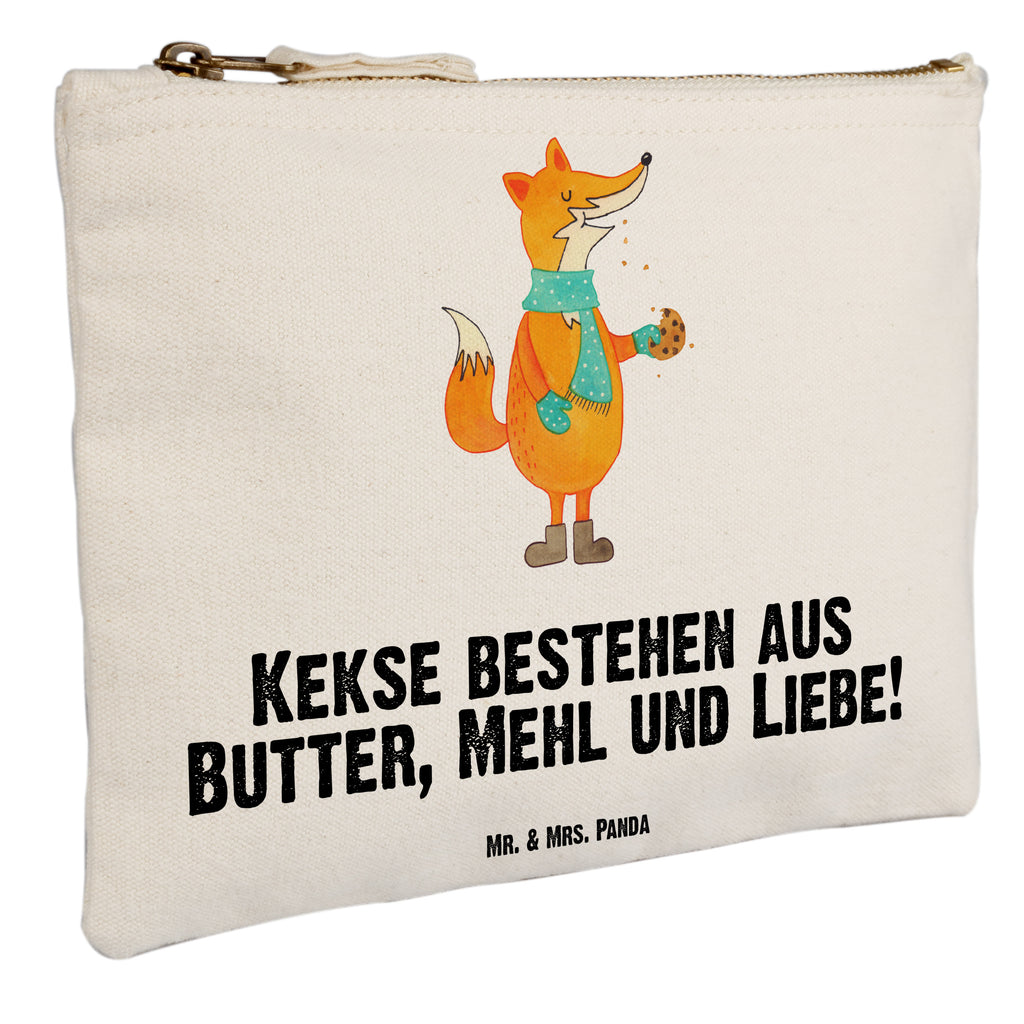 Schminktasche Fuchs Keks Schminktasche, Kosmetiktasche, Kosmetikbeutel, Stiftemäppchen, Etui, Federmappe, Makeup, XXL, Schminketui, Kosmetiketui, Schlamperetui, Fuchs, Füchse, Backen Spruch, Kekse, Winter, Weihnachtszeit, Plätzchen, Liebe, Küche Deko