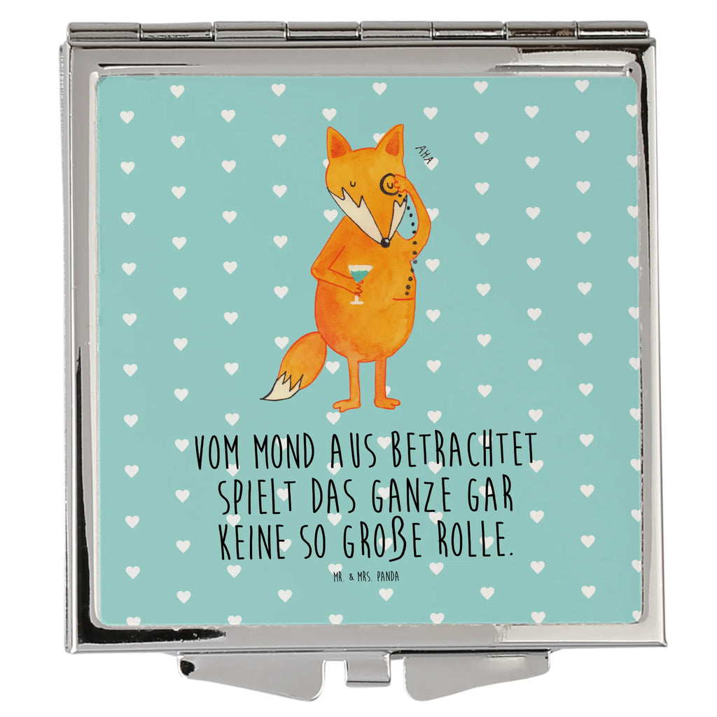 Handtaschenspiegel quadratisch Fuchs Lord Spiegel, Handtasche, Quadrat, silber, schminken, Schminkspiegel, Fuchs, Füchse, tröstende Worte, Spruch lustig, Liebeskummer Geschenk, Motivation Spruch, Problemlösung