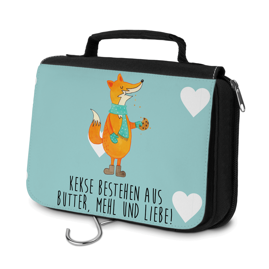 Kulturbeutel Fuchs Keks Kulturbeutel, Zum Aufhängen, Waschtasche, Kosmetiktasche, Damen, Herren, Aufbewahrungstasche, Schminktasche, Kosmetikbeutel, Organizer, Kulturtasche, Schminkutensil, Fuchs, Füchse, Backen Spruch, Kekse, Winter, Weihnachtszeit, Plätzchen, Liebe, Küche Deko