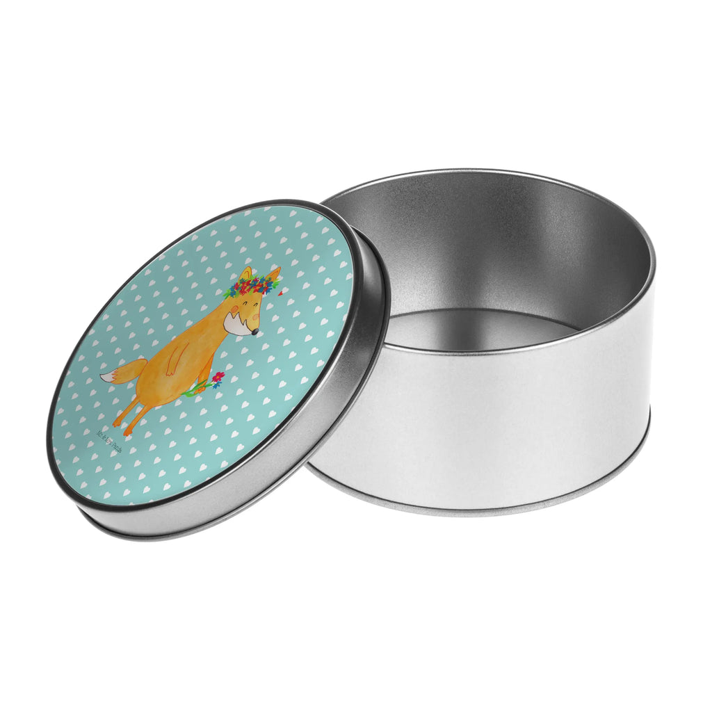 Blechdose rund Fuchs Blumen Metalldose, Keksdose, Dose, Vorratsdose, Geschenkbox, Lunchbox, Aufbewahrungsbox, Vorratsdosen, Metallkiste, Metallbox, Metallboxen, Aufbewahrungskiste, Geschenkkiste, Blechdosen mit Deckel, Metallkiste mit Deckel, Vorratsdosen mit Deckel, Metall Dose, Fuchs, Füchse, Fox, Liebe, Freundin, Fuchsmädchen, Blumenmädchen, Freundinnen, Liebesbeweis, Blume, Blumen, Motivation, Freude, ich, mich, Selbstliebe