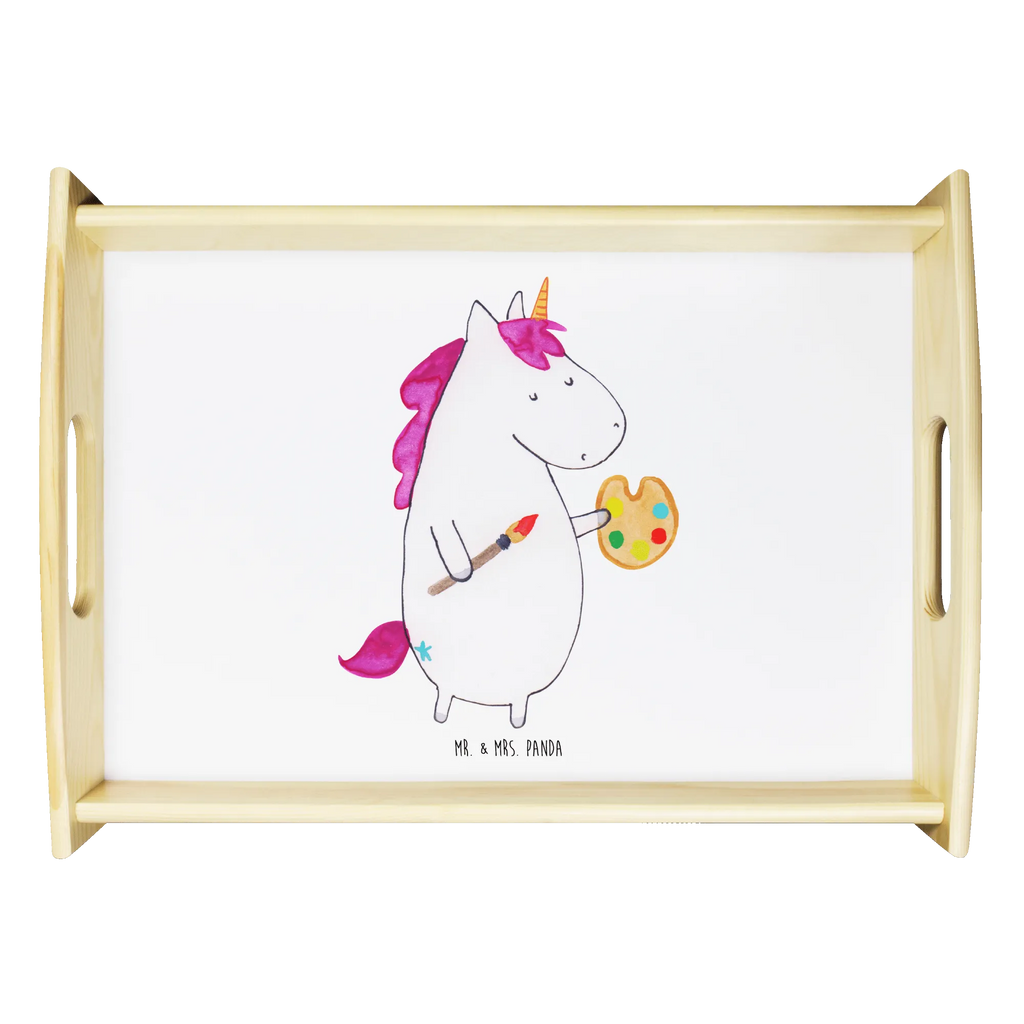 Serviertablett Einhorn Künstler Serviertablett, Tablett, Holztablett, Küchentablett, Dekotablett, Frühstückstablett, Einhorn, Einhörner, Einhorn Deko, Unicorn, Englisch, Künstler, Artist, Malen, Zeichnen, Welt, Farbe, Stift, Pinsel, Geschenk, Maler