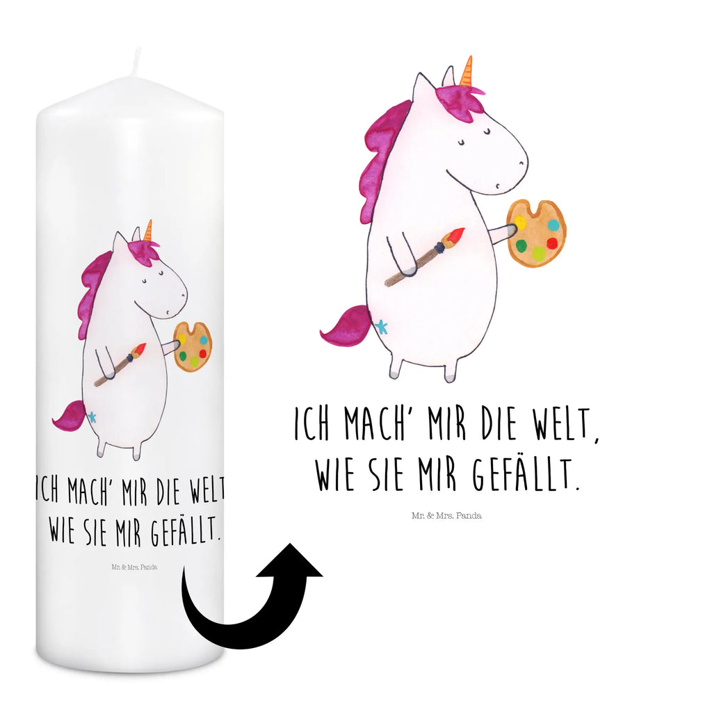 Kerze Einhorn Künstler Kerze, Taufkerze, Kommunionskerze, Geburtstagskerze, Geschenk Kerze, Taufgeschenk Kerze, Kerze mit Druck, Besondere Kerze, Geschenkidee Kerze, Kerze für Kommunion, Geburtstag Kerze, Kommunion Kerze, Einhorn, Einhörner, Einhorn Deko, Pegasus, Unicorn, Englisch, Künstler, Artist, Malen, Zeichnen, Welt, Farbe, Stift, Pinsel, Geschenk, Maler