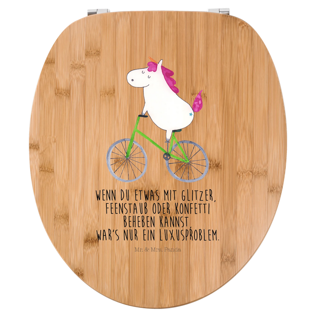 Motiv WC Sitz Einhorn Radfahrer Klobrille, Klodeckel, Toilettendeckel, WC-Sitz, Toilette, Einhorn, Einhörner, Einhorn Deko, Unicorn, Radfahren, Radfahrer, Rad, Bike, Feenstaub, Konfetti, Luxusproblem, Kummer, Liebeskummer