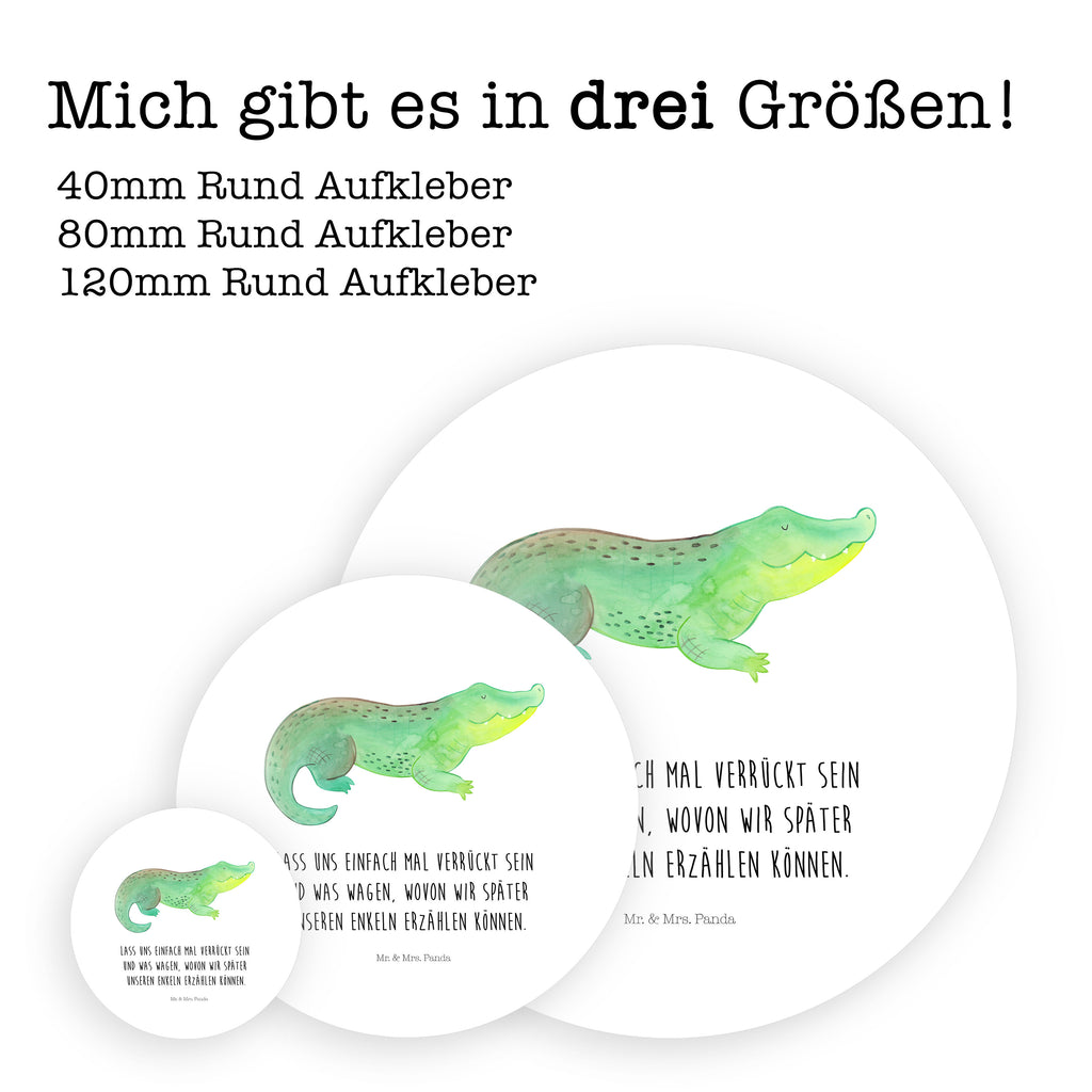 Rund Aufkleber Krokodil Sticker, Aufkleber, Etikett, Kinder, rund, Meerestiere, Meer, Urlaub, Krokodil, Krokodile, verrückt sein, spontan sein, Abenteuerlust, Reiselust, Freundin, beste Freundin, Lieblingsmensch