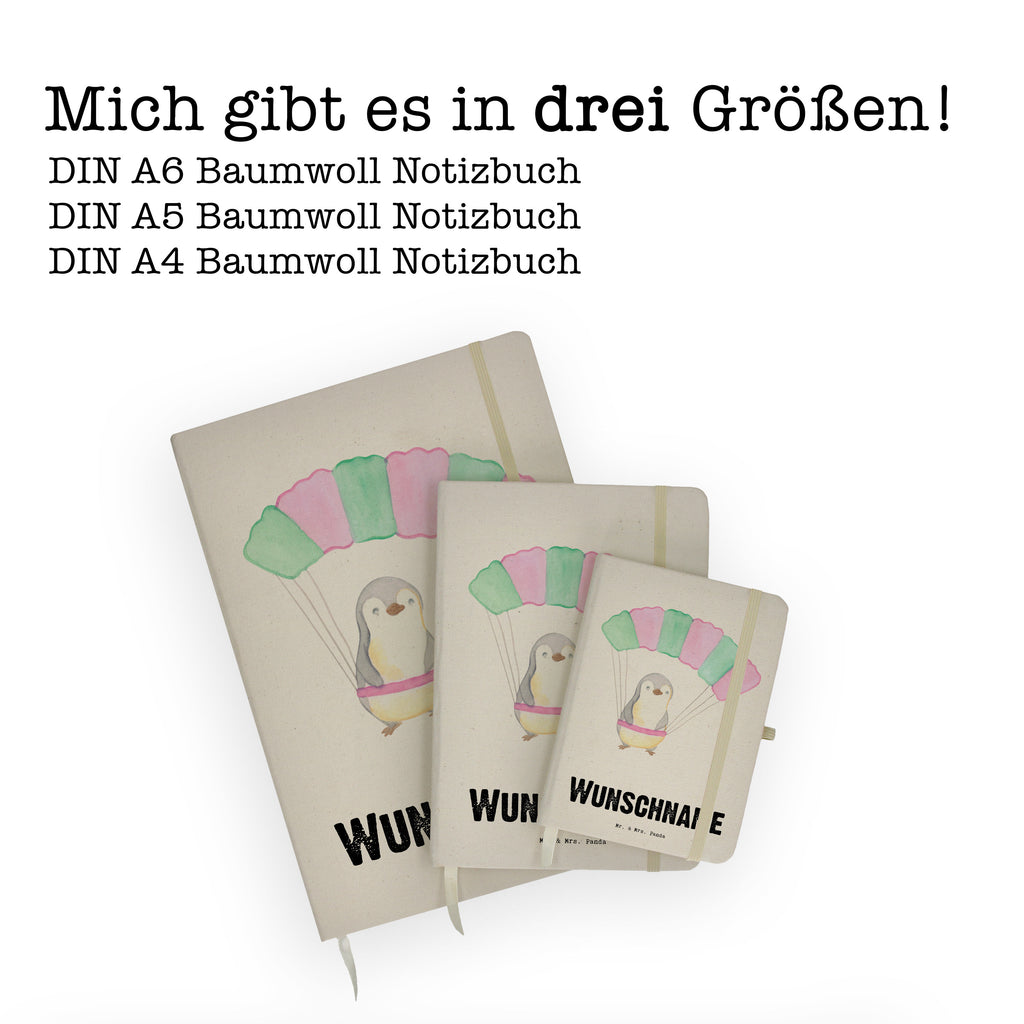 DIN A4 Personalisiertes Notizbuch Pinguin Fallschirm springen Personalisiertes Notizbuch, Notizbuch mit Namen, Notizbuch bedrucken, Personalisierung, Namensbuch, Namen, Geschenk, Sport, Sportart, Hobby, Schenken, Danke, Dankeschön, Auszeichnung, Gewinn, Sportler, Fallschirmspringen, Skydive, Fallschirmsprung