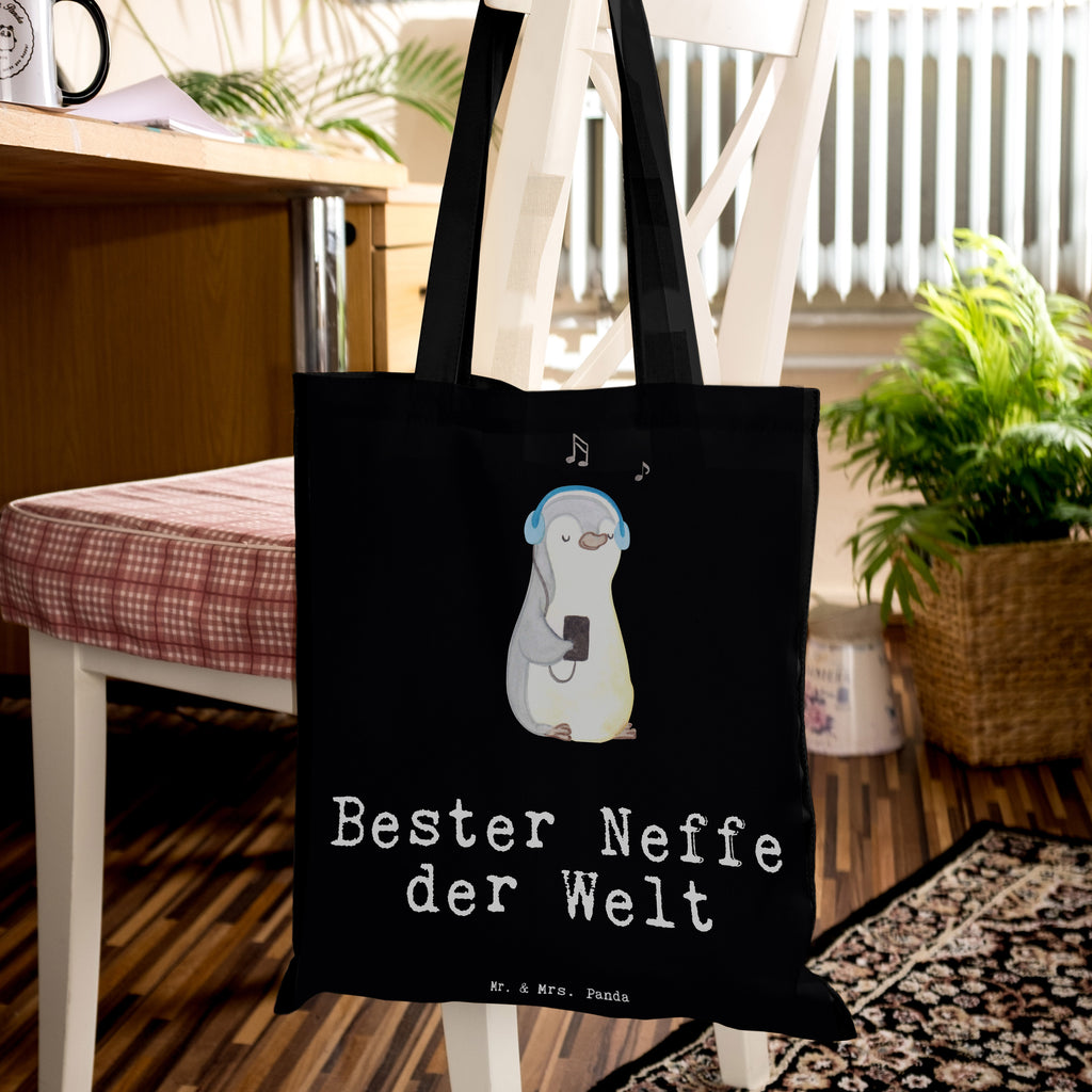 Tragetasche Pinguin Bester Neffe der Welt Beuteltasche, Beutel, Einkaufstasche, Jutebeutel, Stoffbeutel, Tasche, Shopper, Umhängetasche, Strandtasche, Schultertasche, Stofftasche, Tragetasche, Badetasche, Jutetasche, Einkaufstüte, Laptoptasche, für, Dankeschön, Geschenk, Schenken, Geburtstag, Geburtstagsgeschenk, Geschenkidee, Danke, Bedanken, Mitbringsel, Freude machen, Geschenktipp, Neffe, Onkel, Tante, Patentante, Patentonkel, Patenkind, Taufe, Sohn der Schwester, Sohn des Bruders, Bester