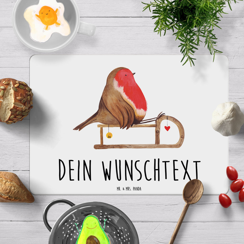 Personalisiertes Tischset Rotkehlchen Schlitten Personalisiertes Tischet, Personalisierter Tischuntersetzer, Personalisiertes Platzset, Winter, Weihnachten, Weihnachtsdeko, Nikolaus, Advent, Heiligabend, Wintermotiv, Schlitten, Vogel