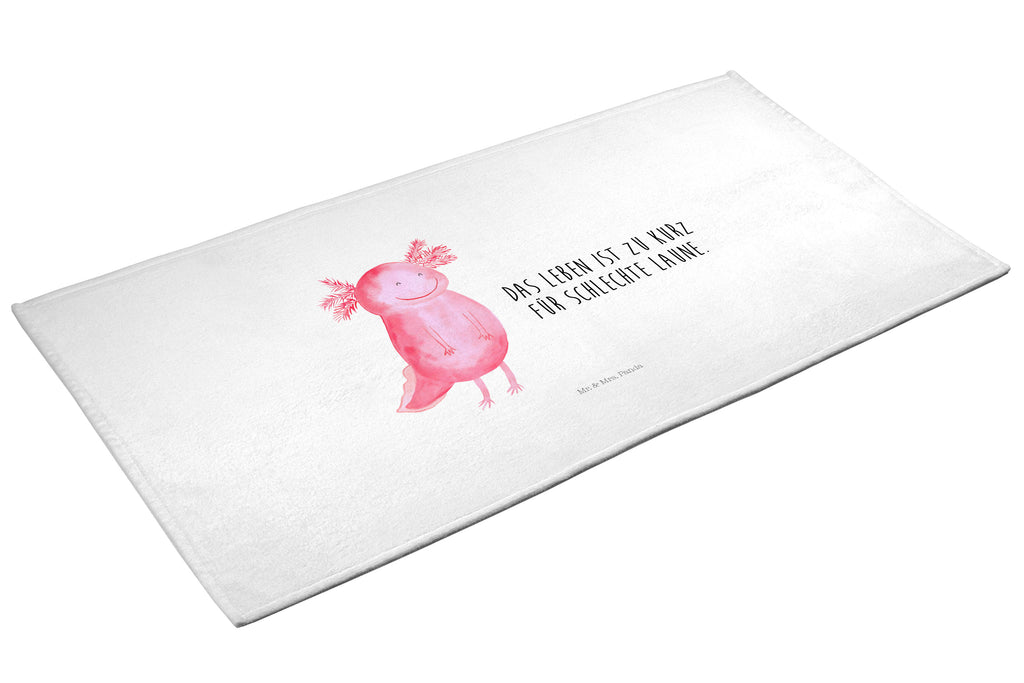 Handtuch Axolotl Glücklich Handtuch, Badehandtuch, Badezimmer, Handtücher, groß, Kinder, Baby, Axolotl, Molch, Axolot, Schwanzlurch, Lurch, Lurche, Motivation, gute Laune